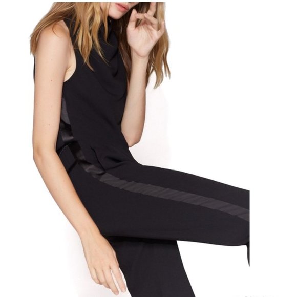 NWT Halston Mock Cowl Neck Tapered Jumpsuit - Picture 2 of 3